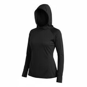 Athleta Black Hooded Long Sleeve Performance Top with Thumbholes Size Large